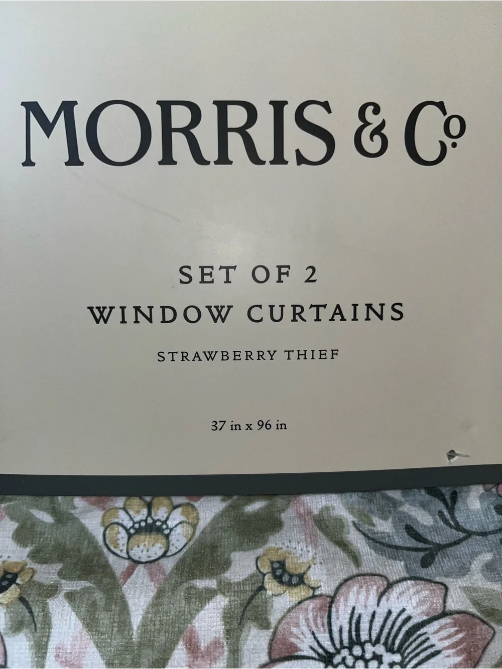Morris & Co Strawberry Thief Window Drapes Panels Set Of 2 Size 37” x 96” Nwt